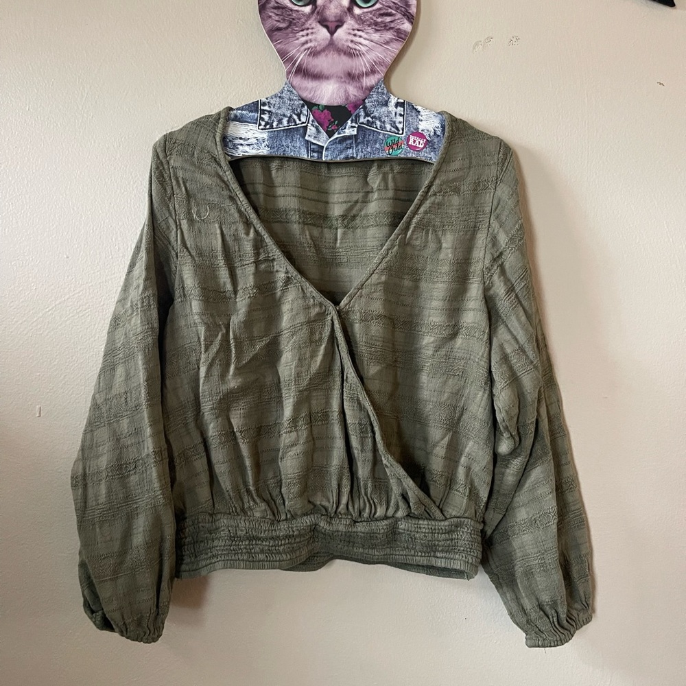 American Eagle Outfitters Olive Green Blouse
